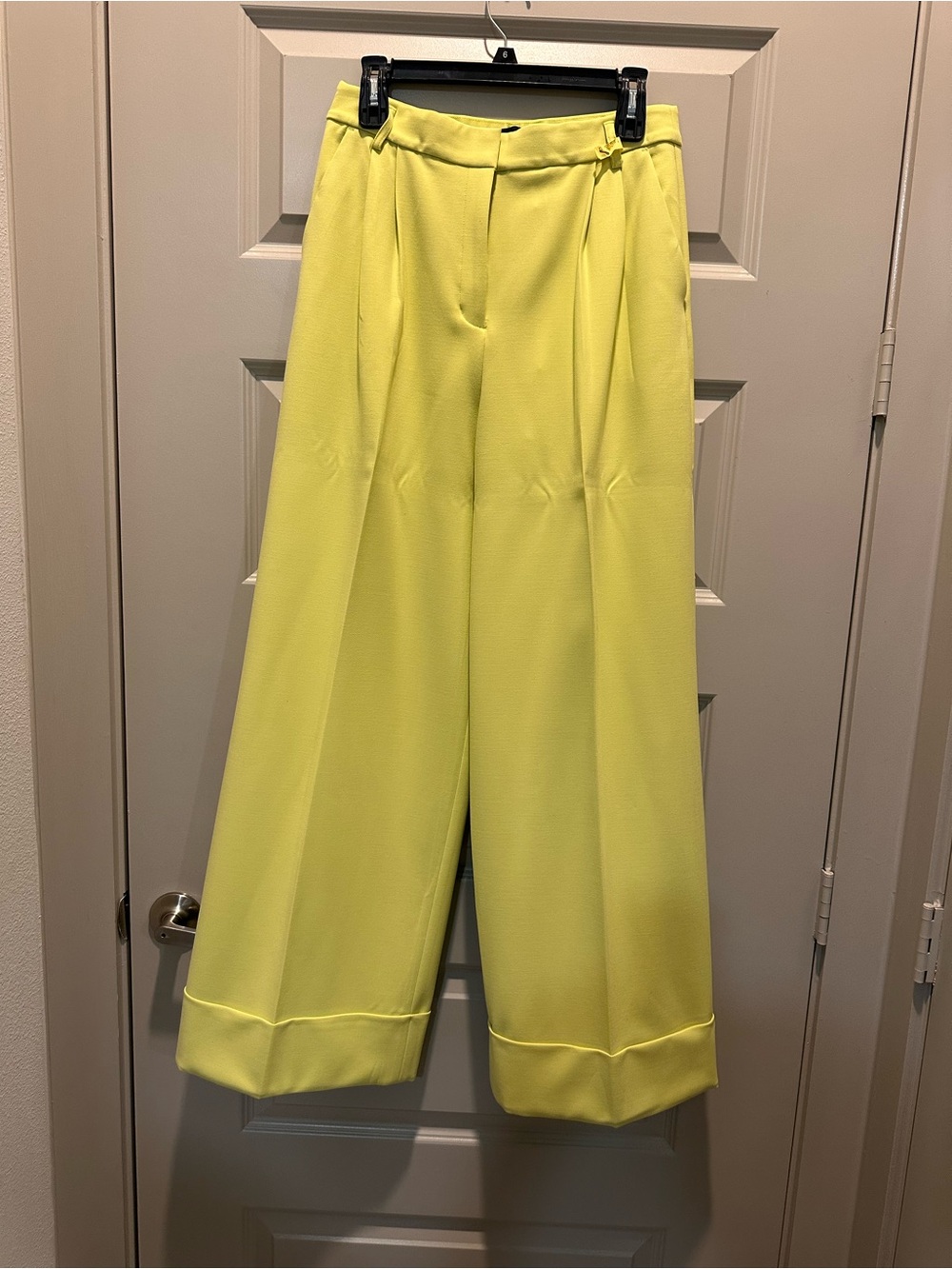 Express Wide-Leg High-Rise Pants in Bright Yellow